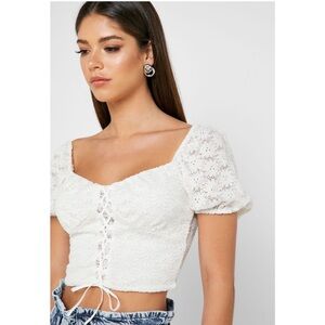 Topshop Floral Lace Up Crop Top Size 4